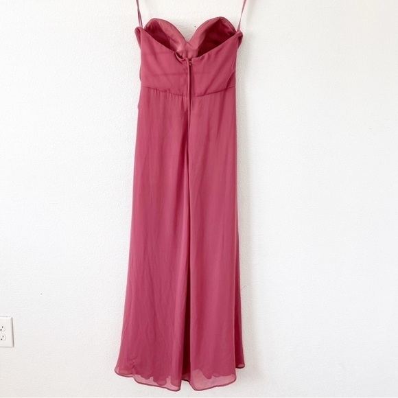 Mori Lee Pink Chiffon Strapless Sweetheart Gown Bridesmaid Formal Dress - Picture 6 of 9